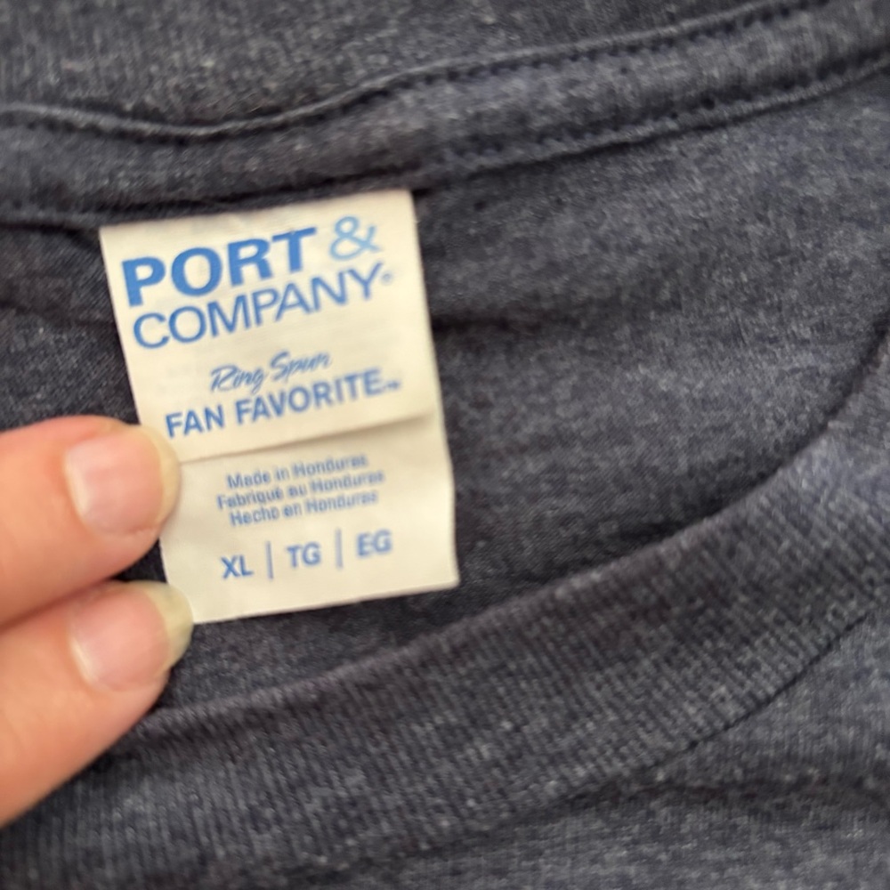 Port & Company Blue Heather Short Sleeve Tee, Punks Not Dead Graphic - Picture 3 of 4